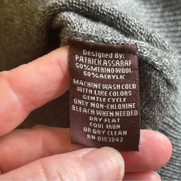 Erbario Toscno Sweater V-Neck Roll over Collar Long Sleeve Gray XL - Picture 7 of 9